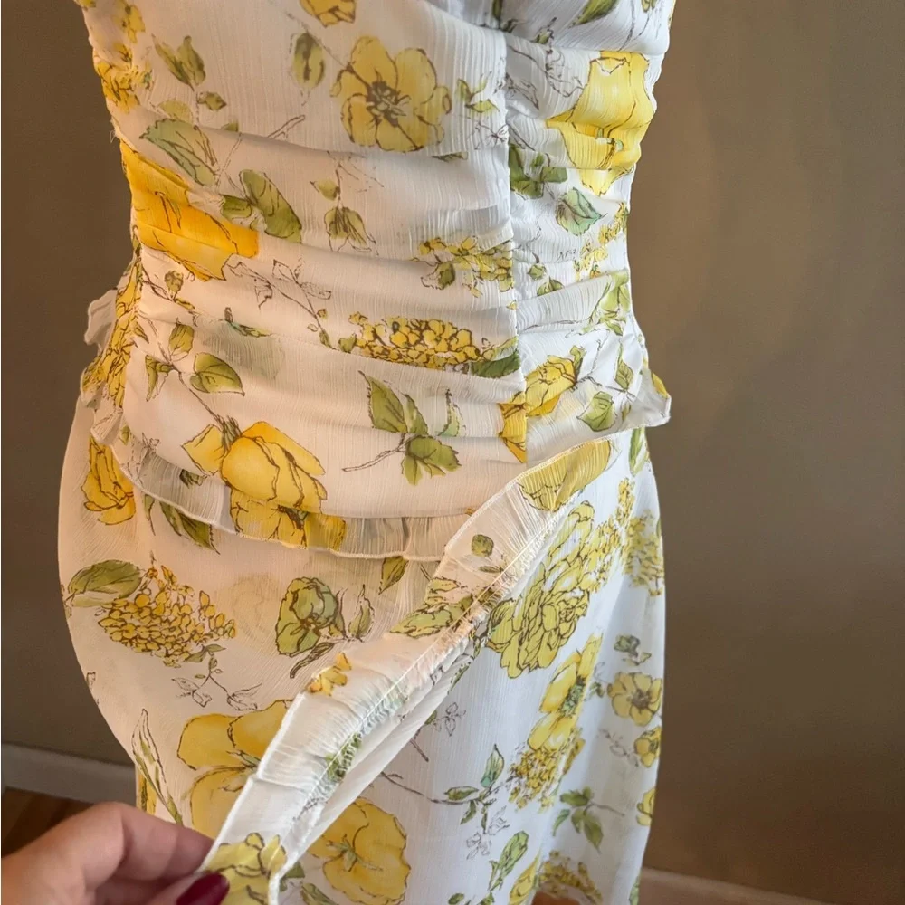Y2K Ruby Rox romantic cottage fairy Floral Yellow Dress size 9 - Picture 8 of 13